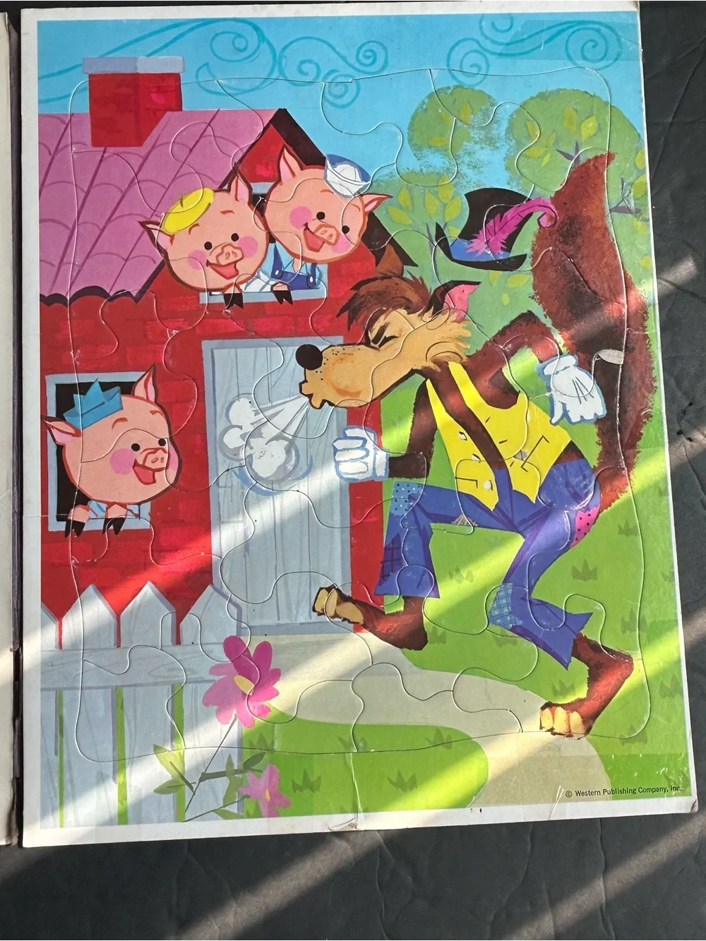 Vintage Whitman Fairy Tale Story Puzzle The Three Little Pigs Frame Tray 1973.